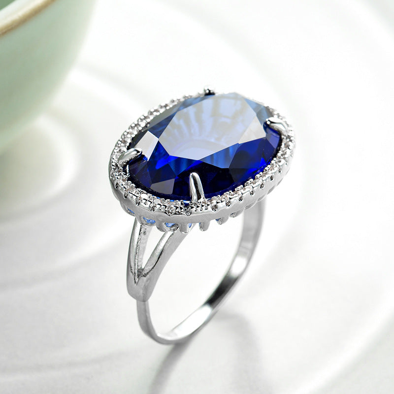 Oval Zircon Copper Adjustable Ring R1763