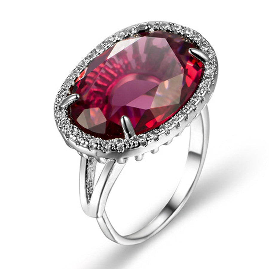 Oval Zircon Copper Adjustable Ring R1763