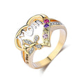 Love Mom Rhinestone Rings R1788-GD