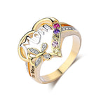 Love Mom Rhinestone Rings R1788-GD