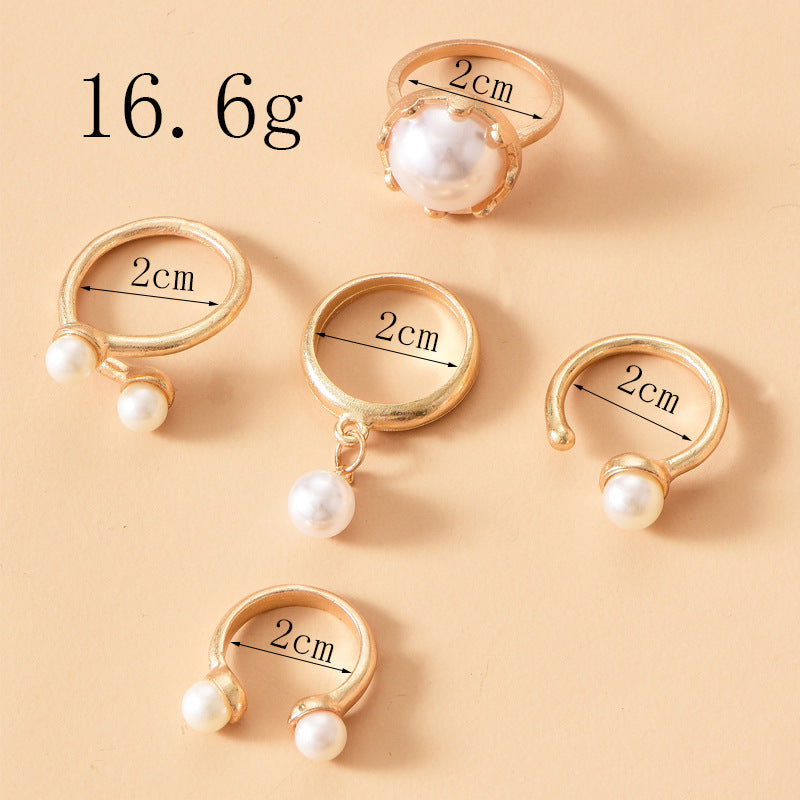 Pearl Alloy Joint Rings Set R1799