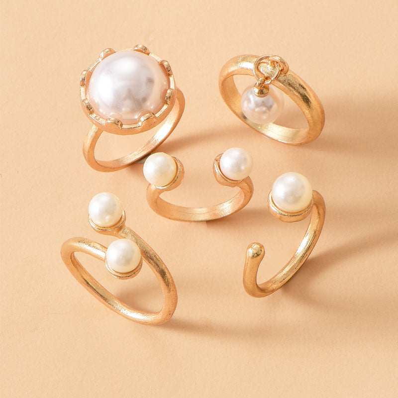 Pearl Alloy Joint Rings Set R1799