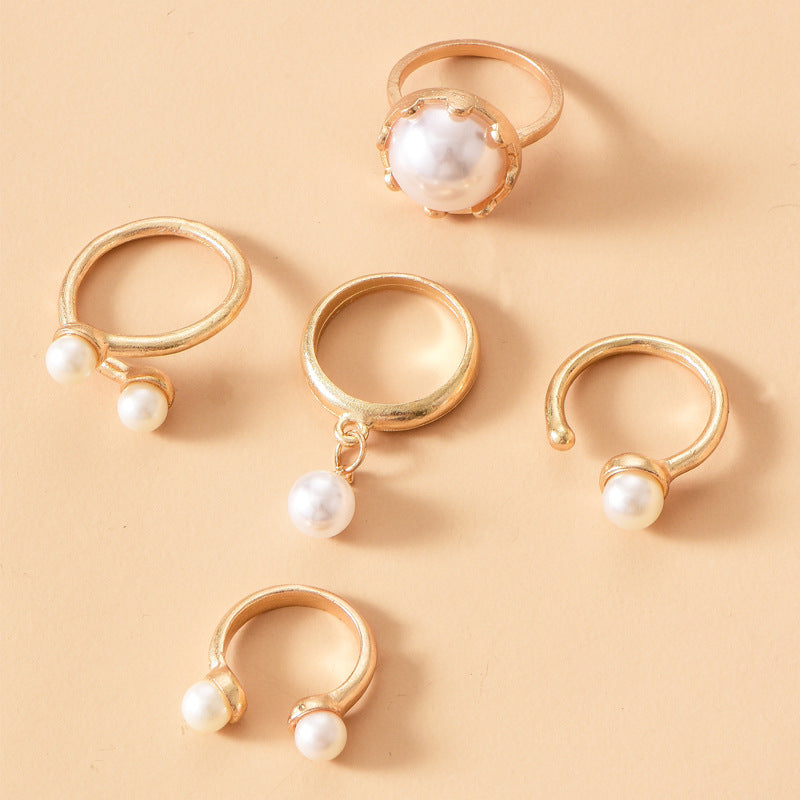 Pearl Alloy Joint Rings Set R1799