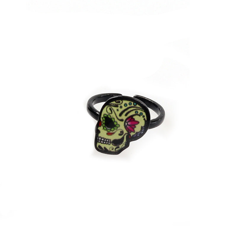 Floral Skull Copper Rings R1861
