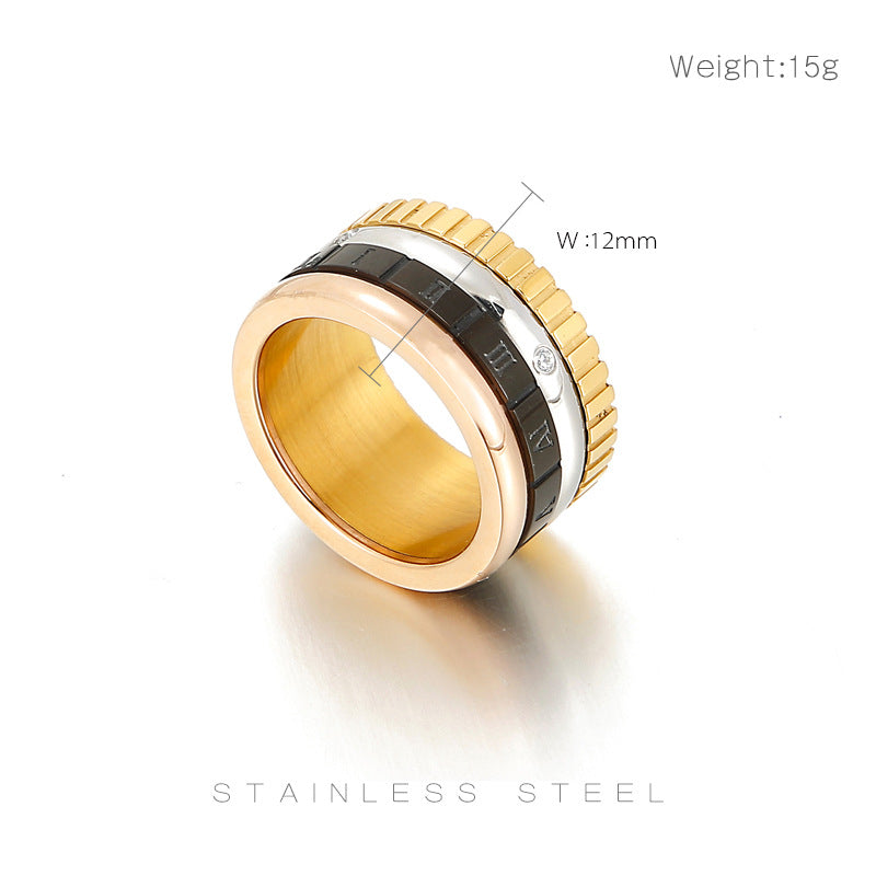 Roman Numerals Stainless Steel Ring R1862