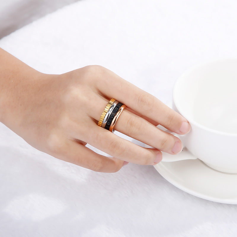 Roman Numerals Stainless Steel Ring R1862
