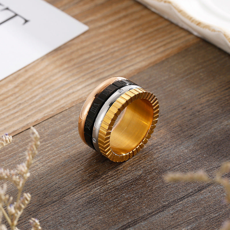 Roman Numerals Stainless Steel Ring R1862