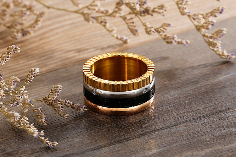 Roman Numerals Stainless Steel Ring R1862