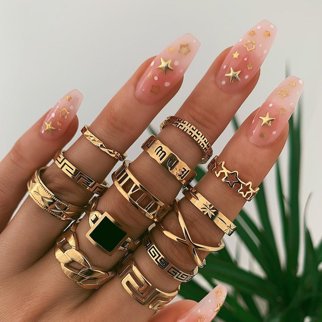 Geometry Alloy Rings Set R1904
