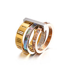 Stainless Steel Roman Numerals Rings R1874-1-MU