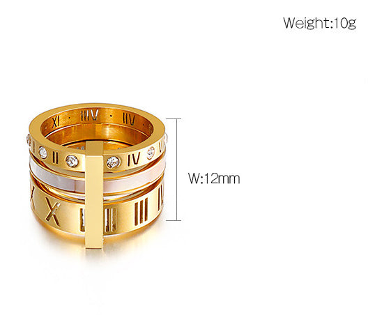 Stainless Steel Roman Numerals Rings R1874-1-MU