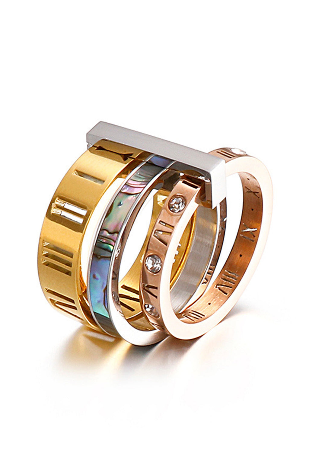 Stainless Steel Roman Numerals Rings R1874-1-MU