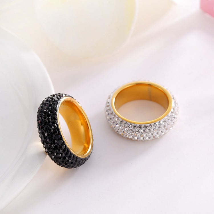Rhinestone Stainless Steel Rings R2063