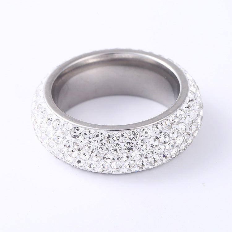 Rhinestone Stainless Steel Rings R2063