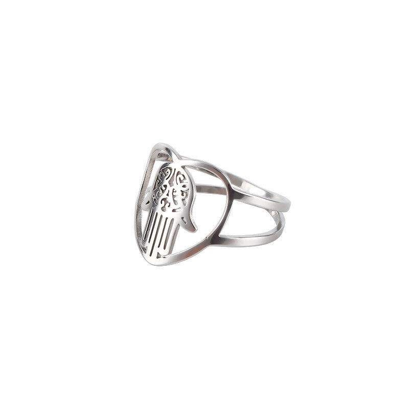 Fatima Palm Stainless Steel Rings R2069