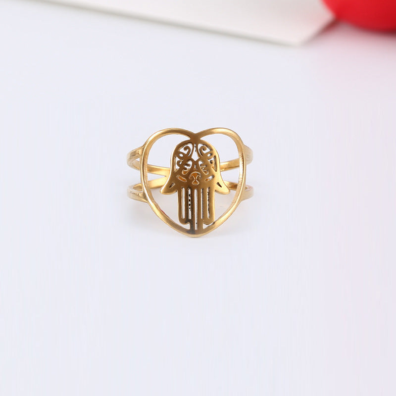 Fatima Palm Stainless Steel Rings R2069
