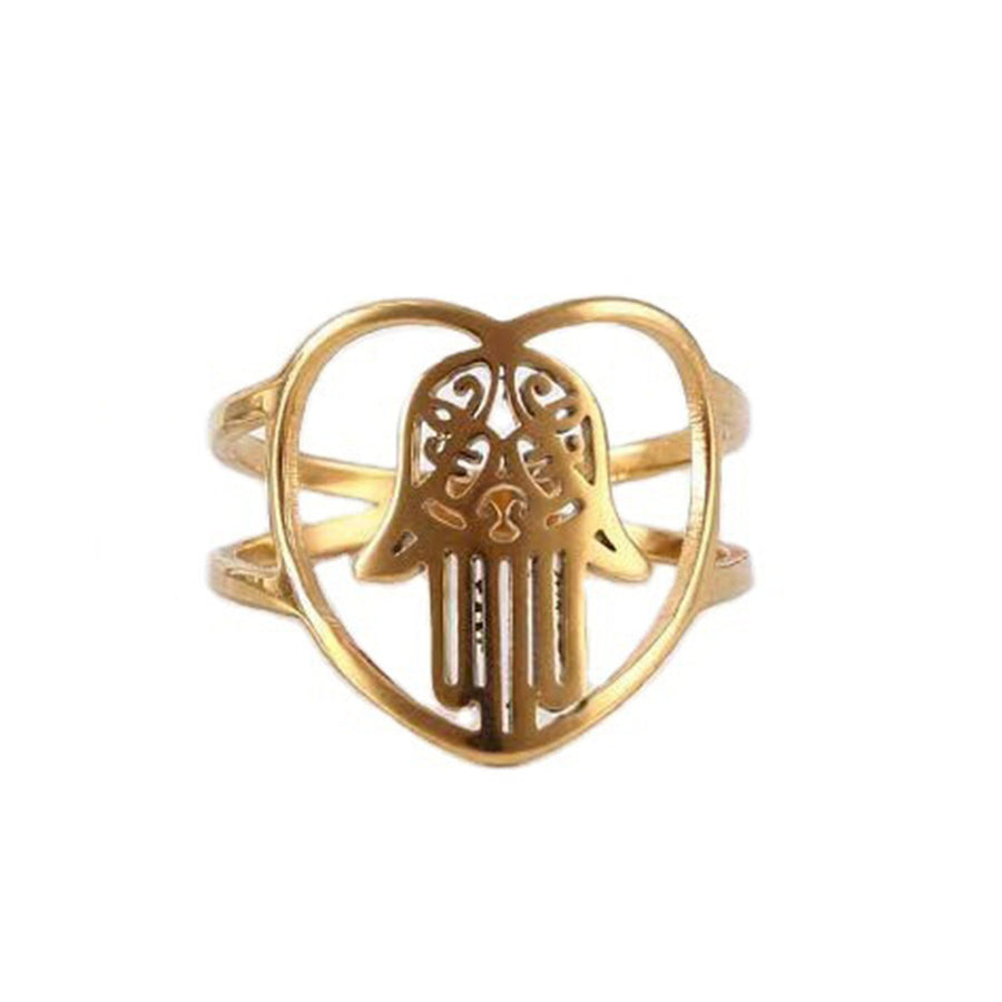 Fatima Palm Stainless Steel Rings R2069-GD