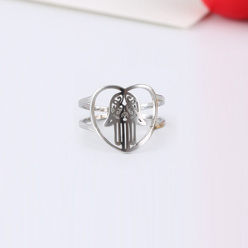 Fatima Palm Stainless Steel Rings R2069