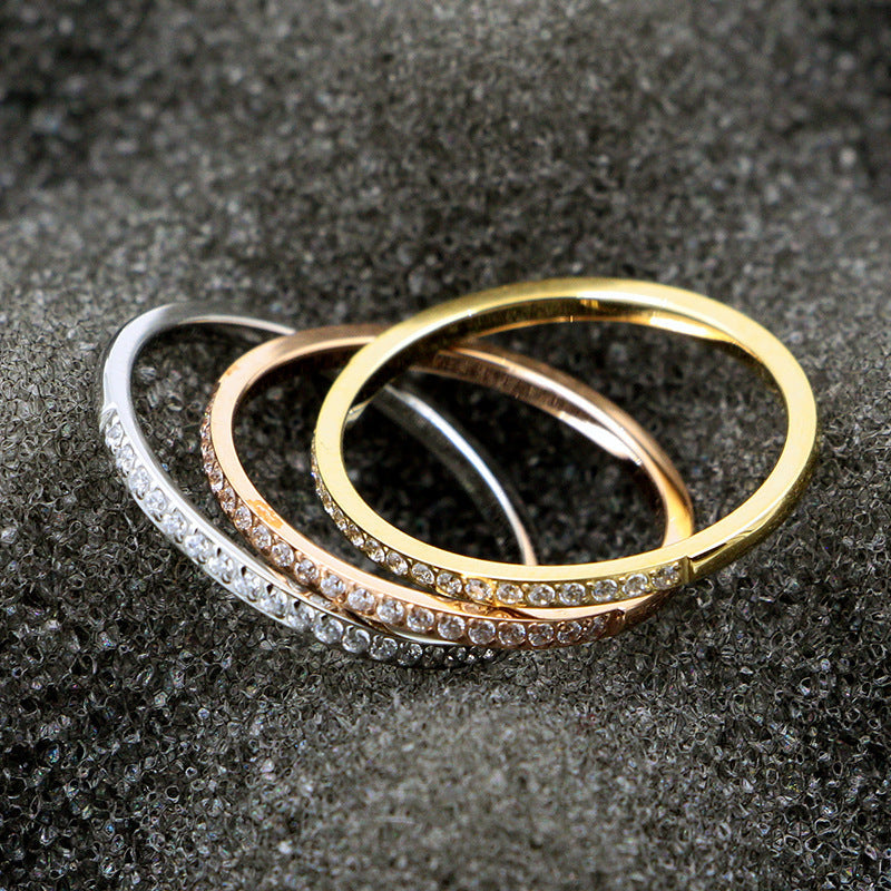 Rhinestone Stainless Steel Ring R2203