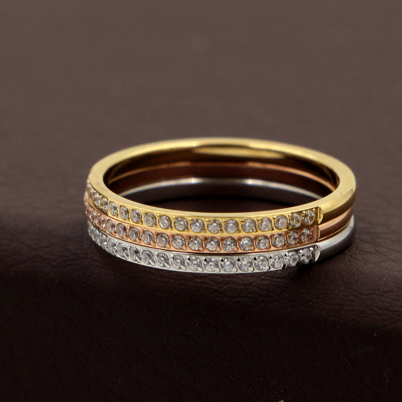 Rhinestone Stainless Steel Ring R2203