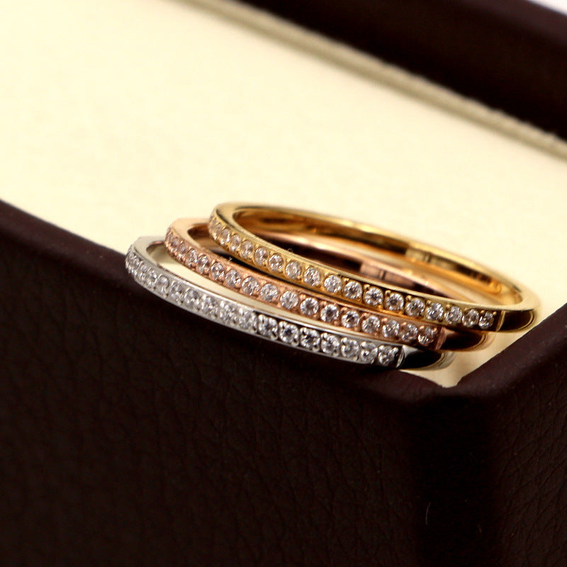 Rhinestone Stainless Steel Ring R2203
