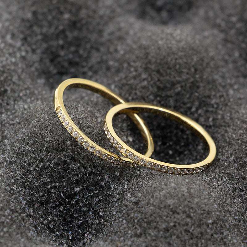 Rhinestone Stainless Steel Ring R2203