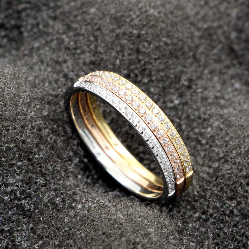 Rhinestone Stainless Steel Ring R2203