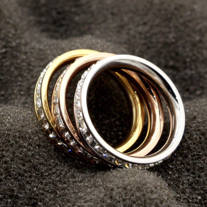 Rhinestone Stainless Steel Ring R2205