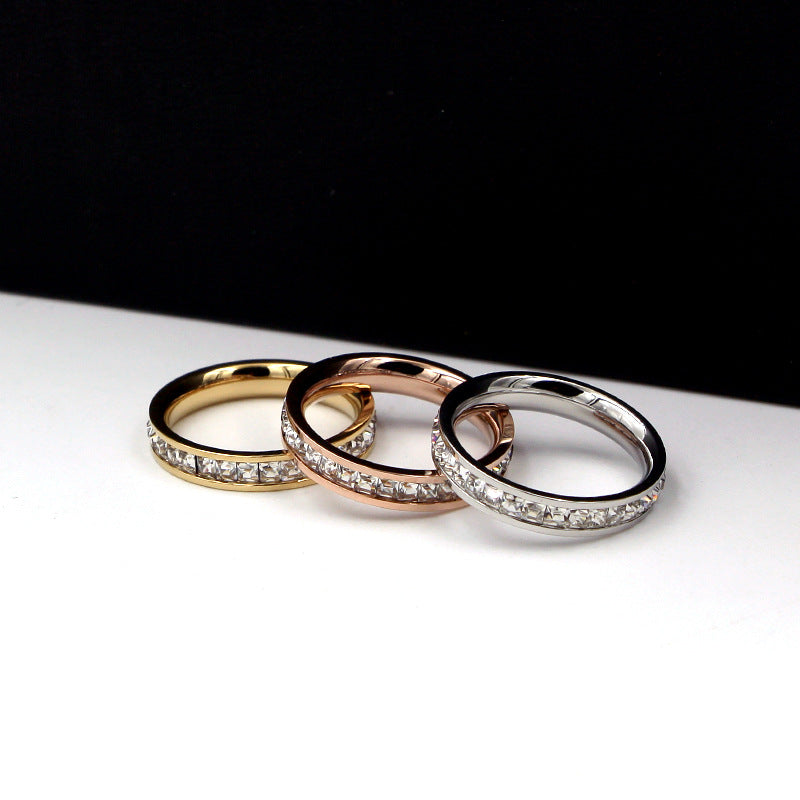 Rhinestone Stainless Steel Ring R2205