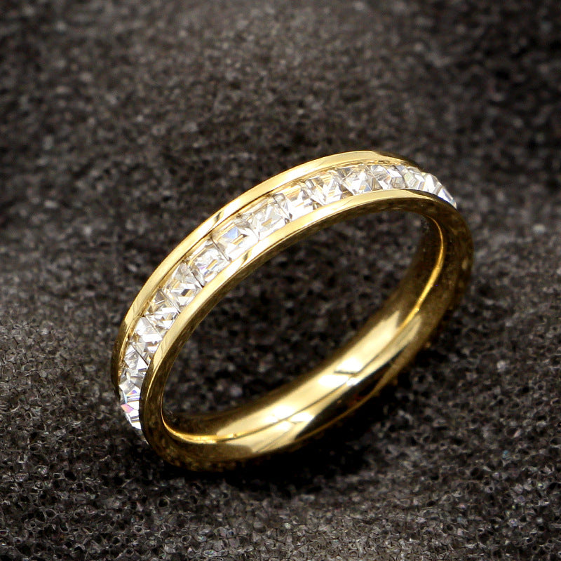 Rhinestone Stainless Steel Ring R2205