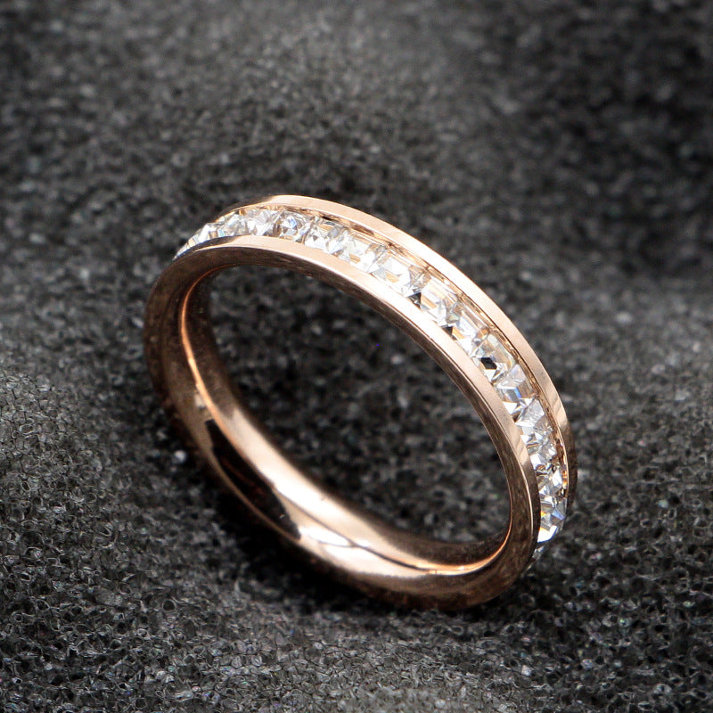 Rhinestone Stainless Steel Ring R2205