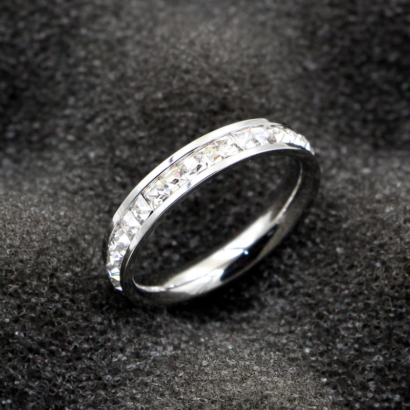 Rhinestone Stainless Steel Ring R2205