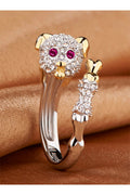 Dog Rhinestone 925 Silver Rings R2302