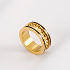 Striped Roman Numeral Stainless Steel Rings R2337