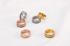 Striped Roman Numeral Stainless Steel Rings R2337
