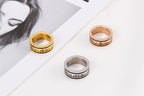 Striped Roman Numeral Stainless Steel Rings R2337