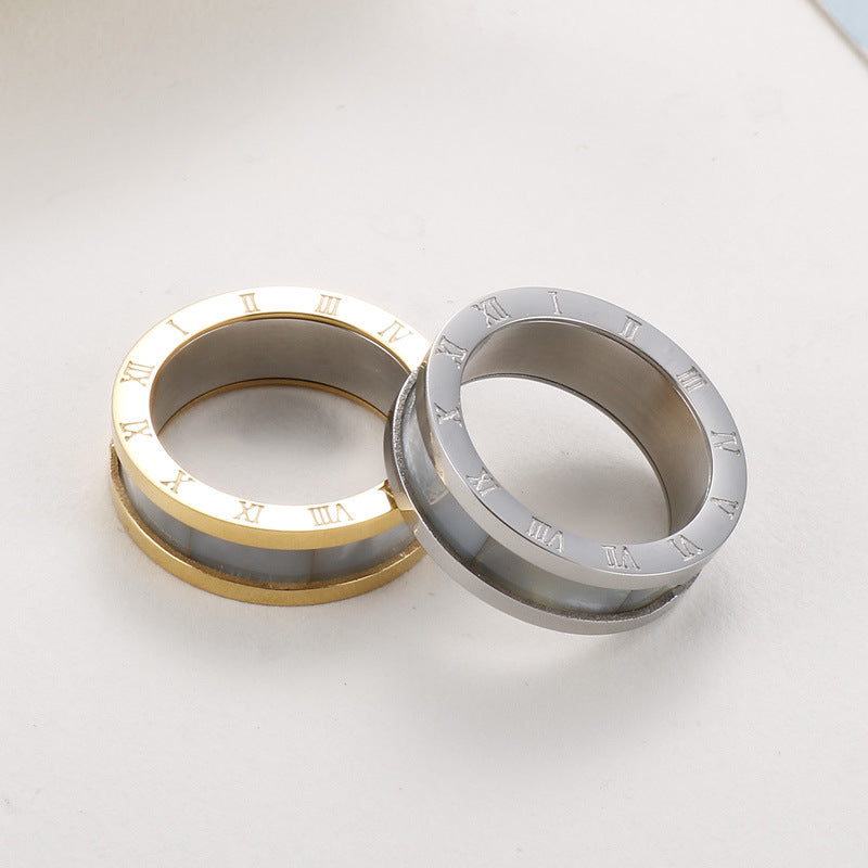 Roman Numeral Stainless Steel Rings R2338