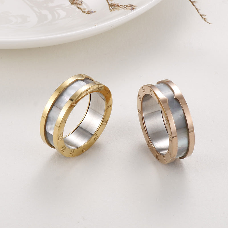 Roman Numeral Stainless Steel Rings R2338
