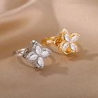 Flower Cubic Zirconia Ring R2386 - view 6