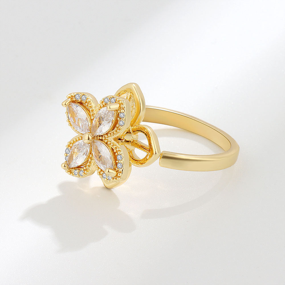 Flower Cubic Zirconia Ring R2386 - view 2