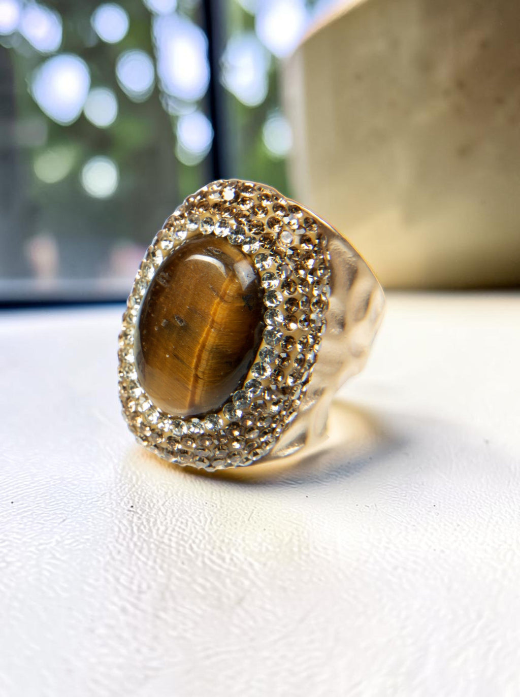 Tiger Eye Pavé Cocktail Ring R2528 - view 2