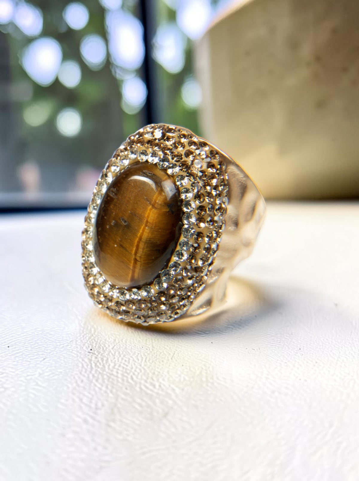Tiger Eye Pavé Cocktail Ring R2528 - view 2