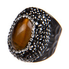 Tiger Eye Pavé Cocktail Ring R2528 - view 4