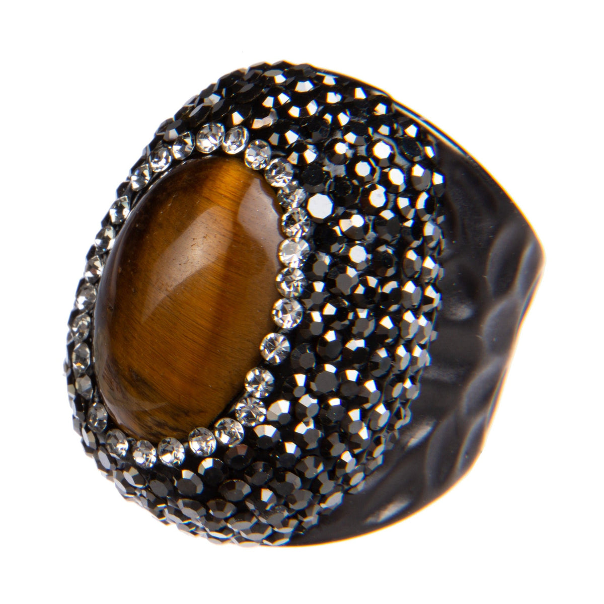 Tiger Eye Pavé Cocktail Ring R2528 - view 4