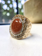 Red Gold Sandstone Pavé Cocktail Ring R2529 - view 2