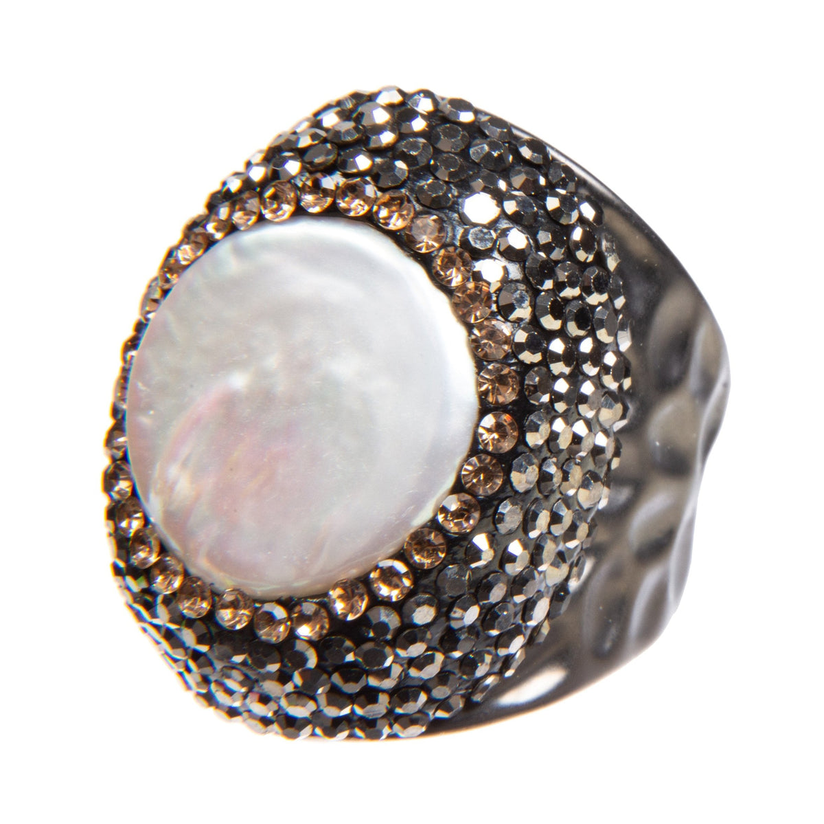 Irregular Freshwater Pearl Pavé Cocktail Ring R2530 - view 6