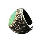 Round Crystal Pavé Cocktail Ring R2531 - Green Opal - view 7