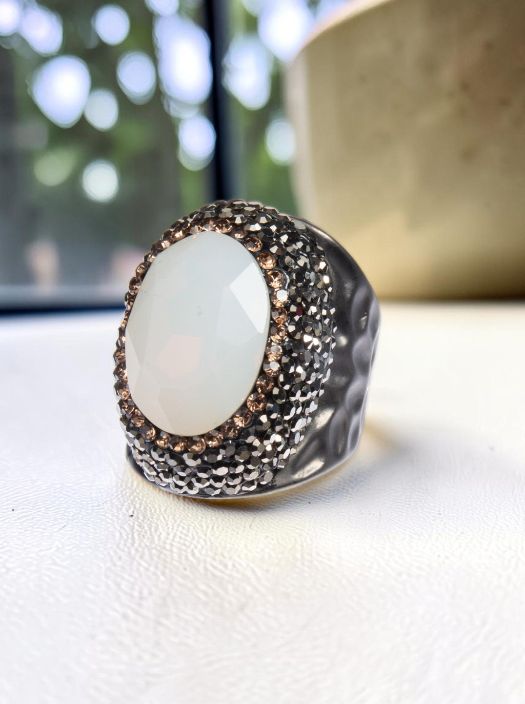Round Crystal Pavé Cocktail Ring R2531