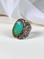 Round Crystal Pavé Cocktail Ring R2531 - Green Opal - view 3