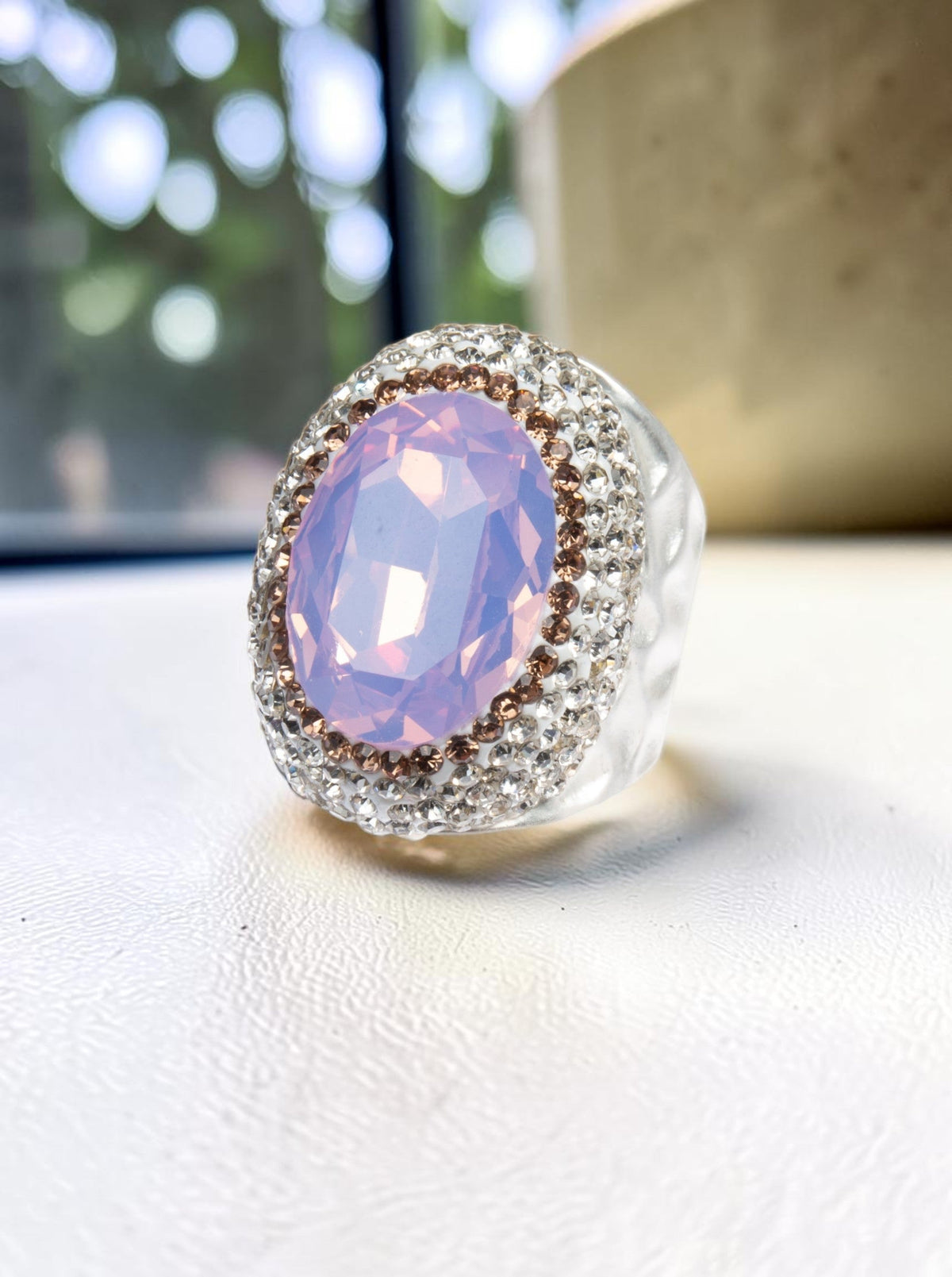 Round Crystal Pavé Cocktail Ring R2531